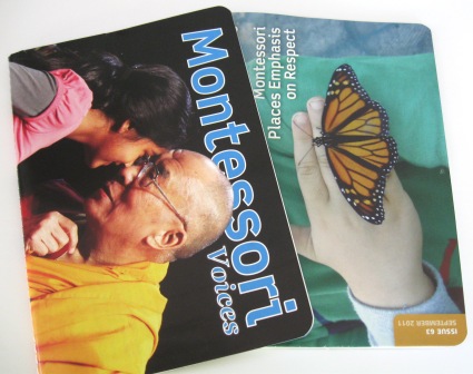 Recycled notebooks made from the publication, Montessori Voices